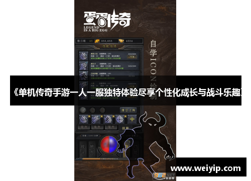 《单机传奇手游一人一服独特体验尽享个性化成长与战斗乐趣》